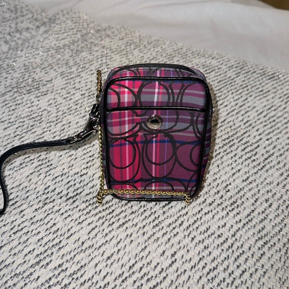 Coach Handbags - Coach Poppy Glam Red and Black Tartan Coin Purse Wristlet, EUC